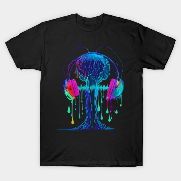 Bioluminescent Beats ft. JellyFish T-Shirt by Cautionary Creativity